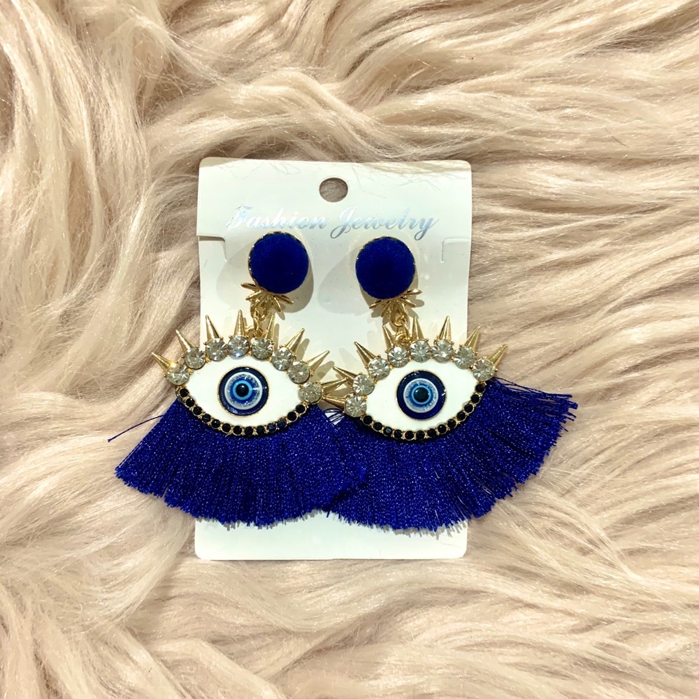 Evil eye 🧿 tassel statement earring